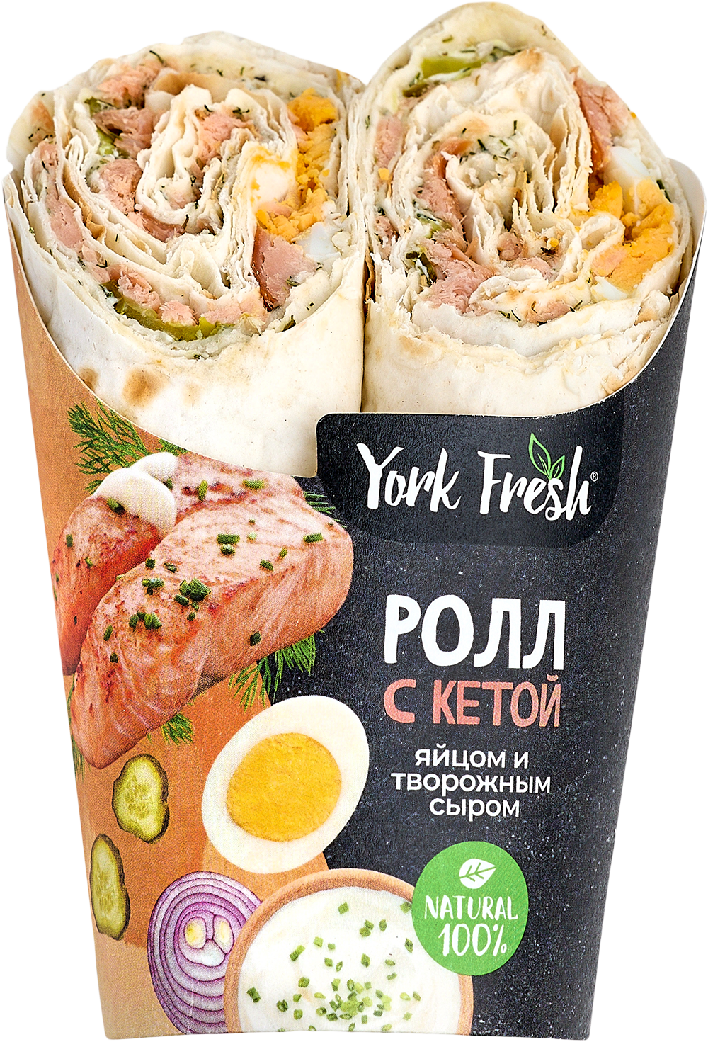 Ролл с кетой, яйцом и творожным сыром